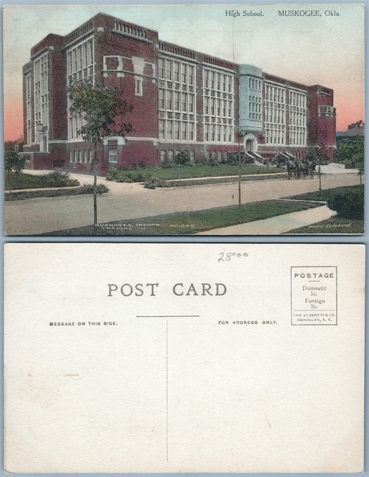 MUSKOGEE OK HIGH SCHOOL ANTIQUE POSTCARD