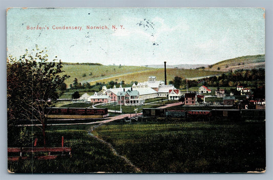 NORWICH NY BORDEN'S CONDENSERY ANTIQUE POSTCARD