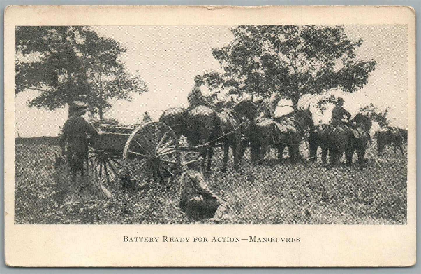 BATTERY READY FOR ACTION WWI ERA ANTIQUE POSTCARD