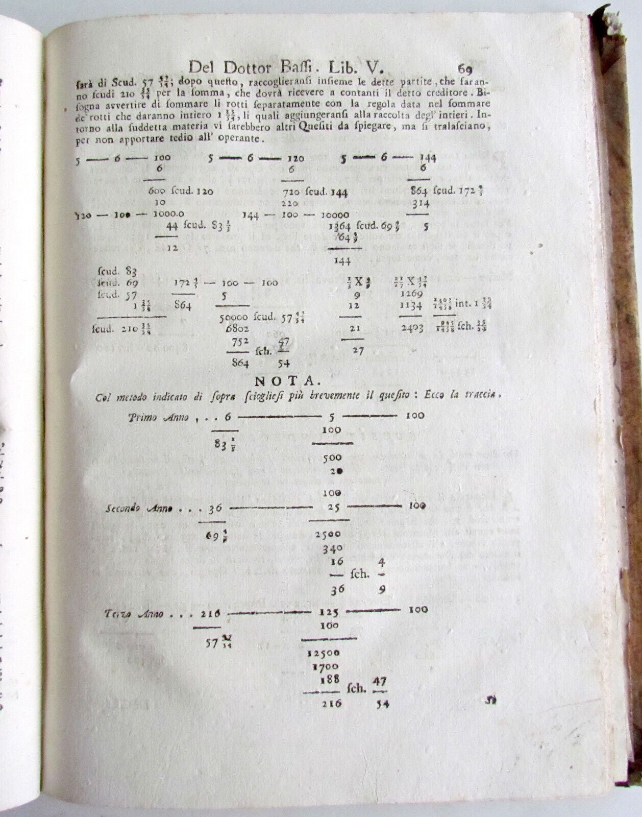 1765 Practical Arithmetic by Giulio Bassi 2 vols ARITMETICA PRACTICA MATHEMATICS