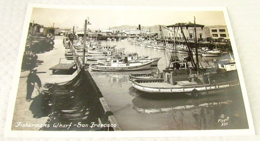 FISHERMAN'S WHARF SAN FRANCISCO CALIFORNIA VINTAGE REAL PHOTO POSTCARD RPPC