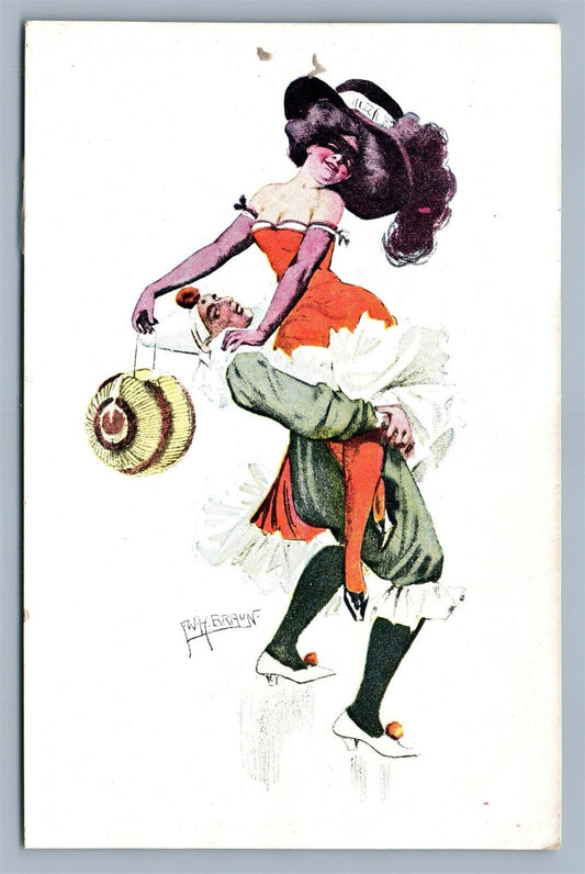 ARTIST SIGNED W.H.BRAUN ANTIQUE POSTCARD MASQUERADE DANCE