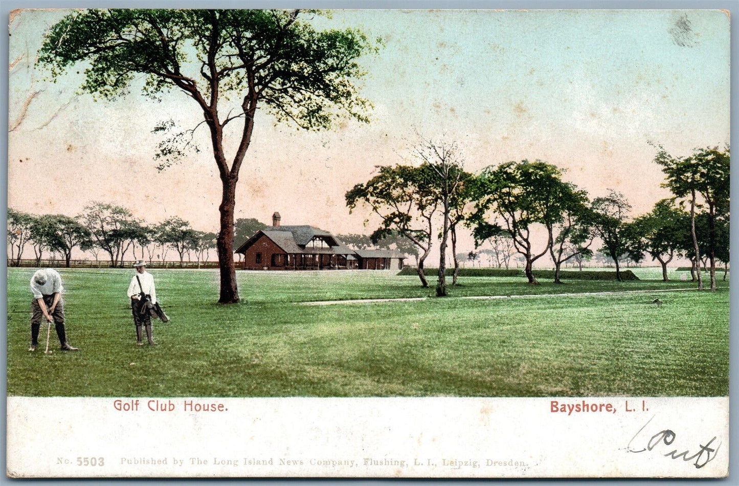 BAYSHORE LONG ISLAND NY GOLF CLUB HOUSE 1907 ANTIQUE POSTCARD