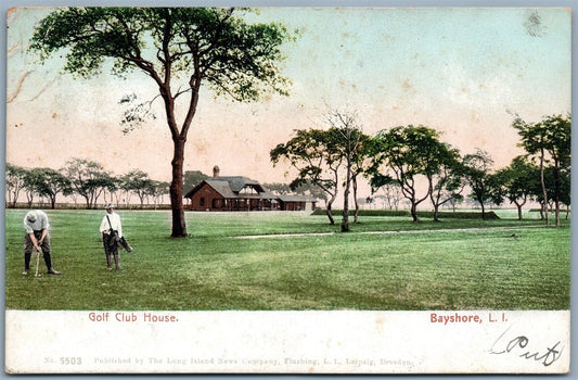 BAYSHORE LONG ISLAND NY GOLF CLUB HOUSE 1907 ANTIQUE POSTCARD