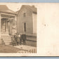 FAMILY w/ KIDS & DOLL ANTIQUE REAL PHOTO POSTCARD RPPC