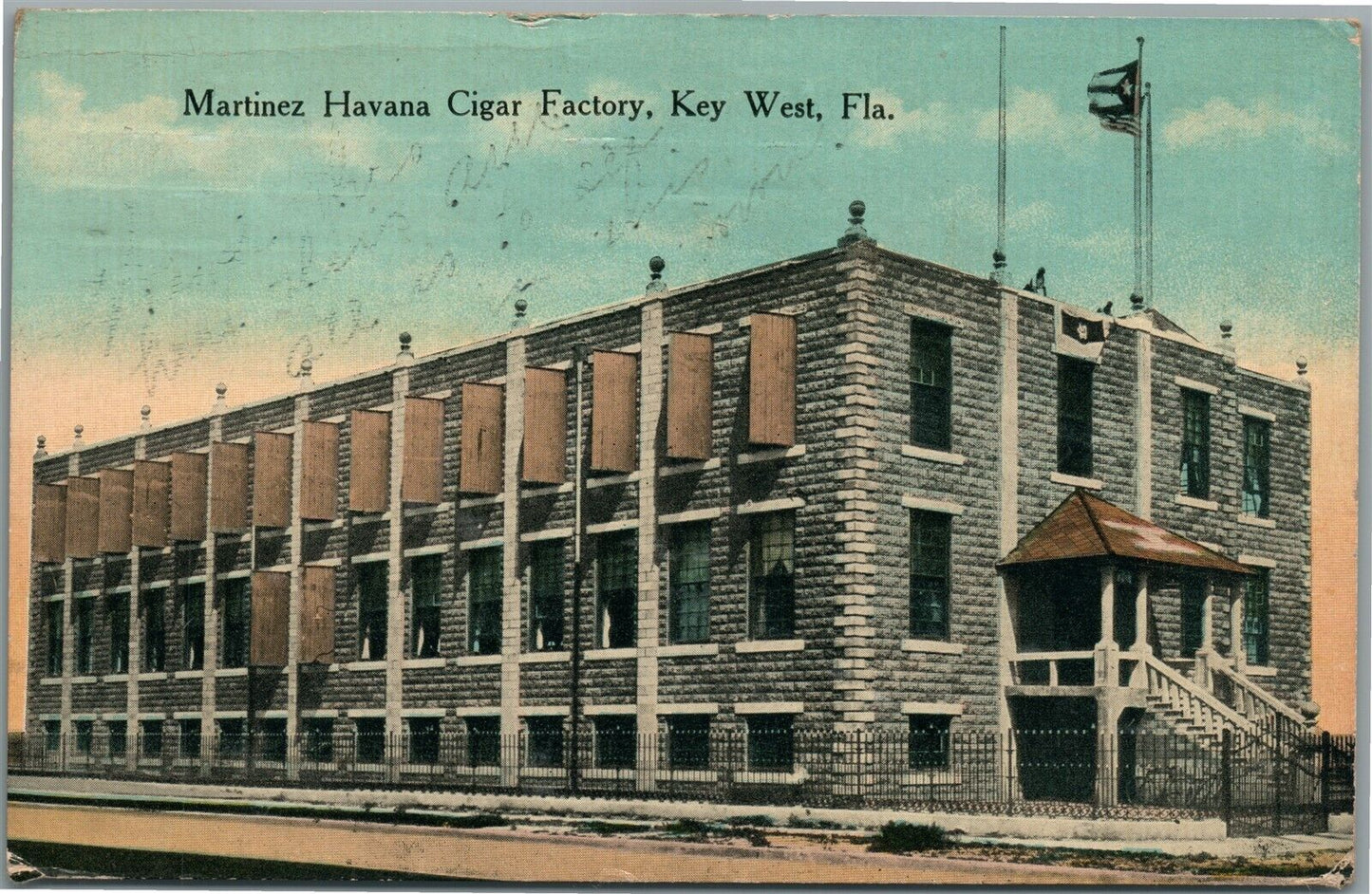 KEY WEST FL MARTINEZ HAVANA CIGAR FACTORY ANTIQUE POSTCARD