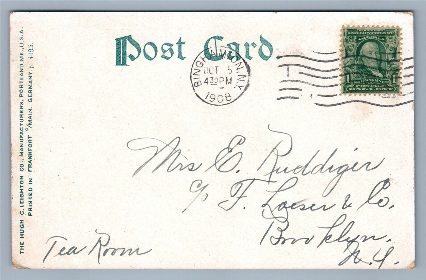 BINGHAMPTON NY CHENANGO RIVER FROM COURT STREET BRIDGE ANTIQUE POSTCARD