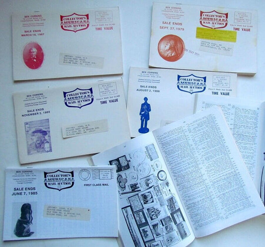 GROUP OF 7 1970s-80s BEN CORNING COLLECTORS AMERICANA MAIL AUCTION CATALOGS