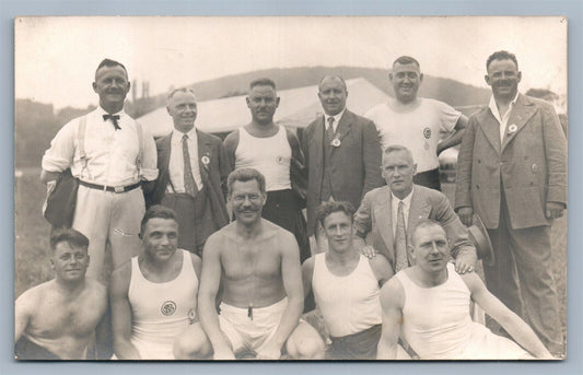 ATHLETIC TEAM 1931 VINTAGE REAL PHOTO POSTCARD RPPC
