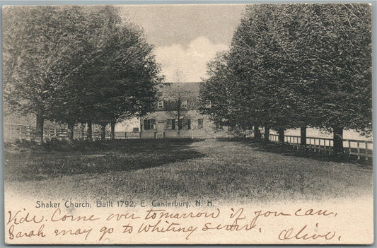 E.CANTERBURY NH SHAKER CHURCH ANTIQUE POSTCARD