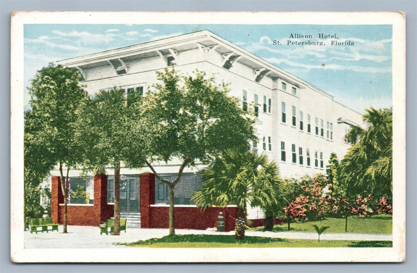 ST.PETERSBURG FL ALLISON HOTEL ANTIQUE POSTCARD