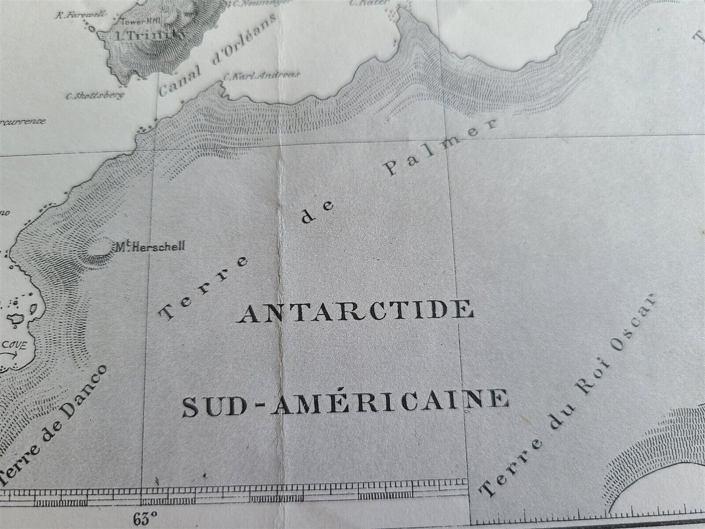 1925 MAP of EXPEDITION ANTARCTIQUE FRANCAISE SHETLANDS DE SUD antique