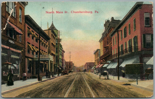 CHAMBERSBURG PA NORTH MAIN STREET ANTIQUE POSTCARD