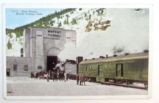 VINTAGE POSTCARD EAST PORTAL MOFFAT TUNNEL COLORADO RAILROAD railway train