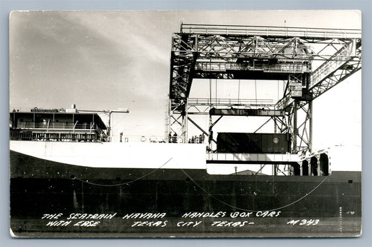 TEXAS CITY TX SEATRAIN HAYANA HANDLES BOX CARS VINTAGE REAL PHOTO POSTCARD RPPC