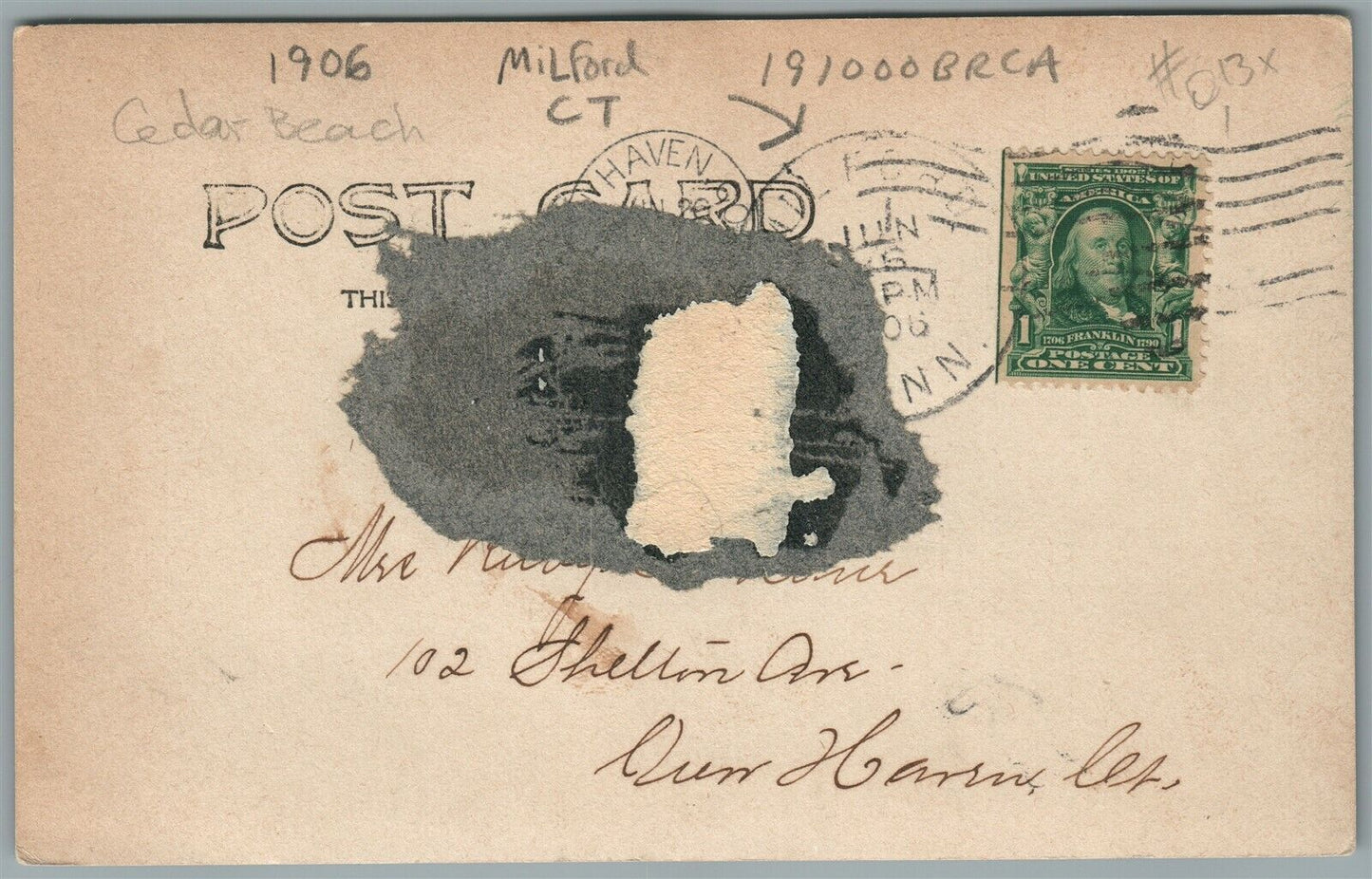 MILFORD CT CEDAR BEACH ANTIQUE REAL PHOTO POSTCARD RPPC