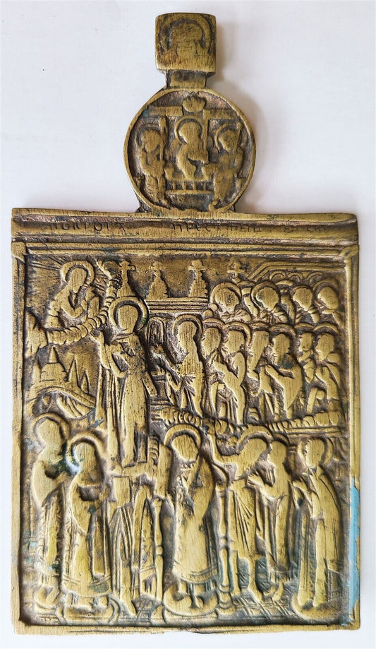 18th CENTURY RUSSIAN ORTHODOX BRONZE ICON of POKROV antique