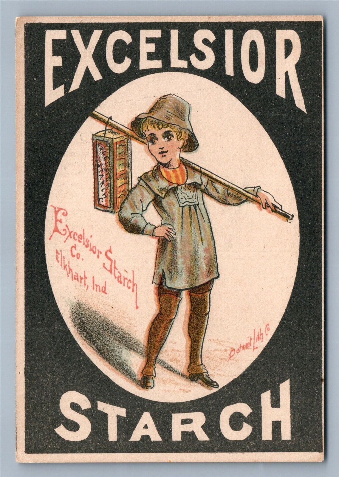 VICTORIAN TRADE CARD EXCELSIOR STARCH ELKHART INDIANA antique