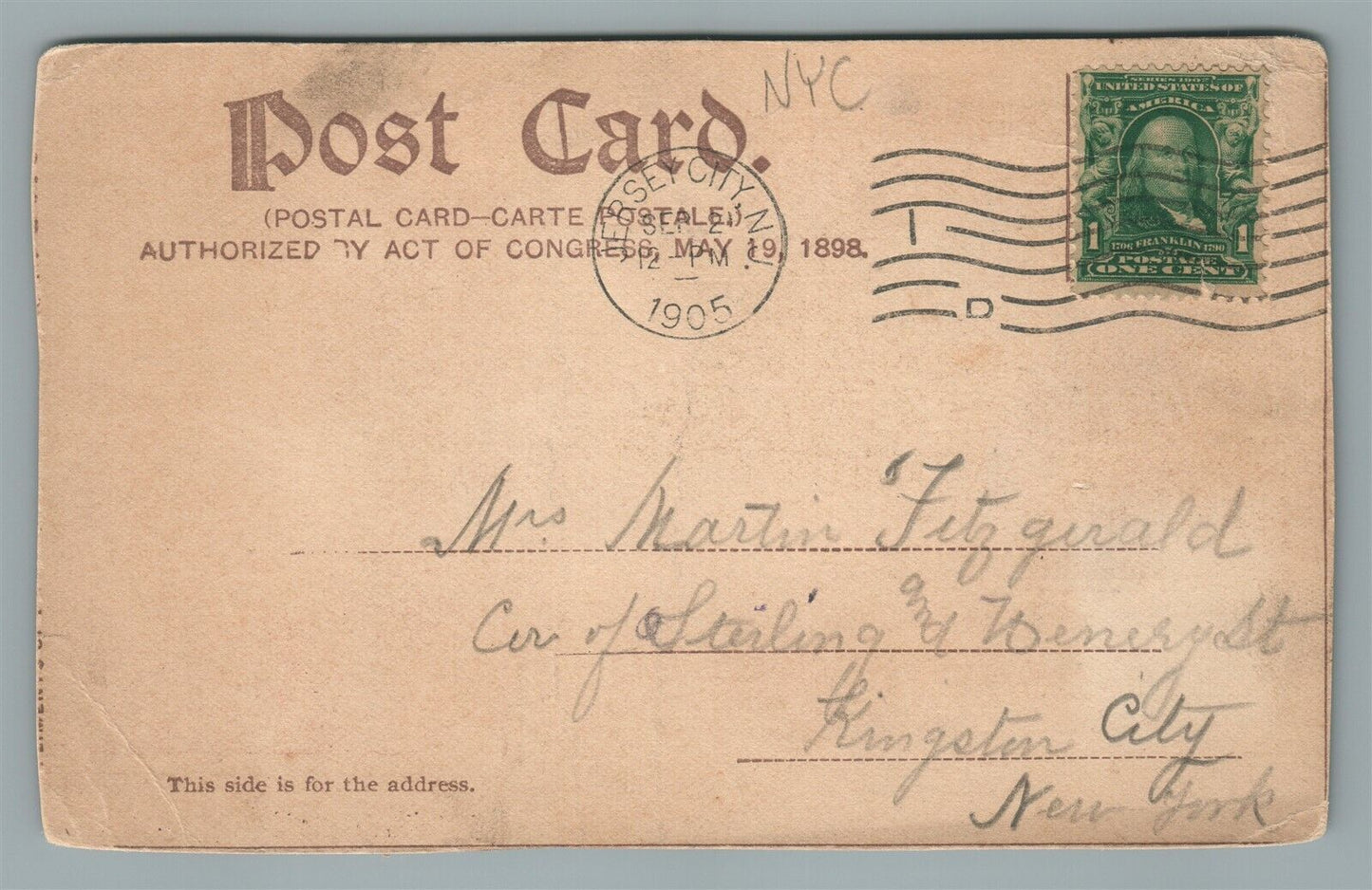 NEW YORK CITY NY HELEN COULD'S RESIDENCE ANTIQUE POSTCARD