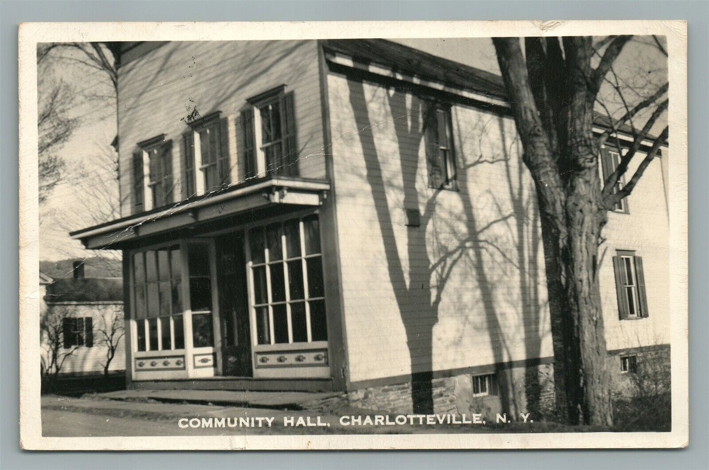 CHARLOTTEVILLE NY COMMUNITY HALL VINTAGE REAL PHOTO POSTCARD RPPC