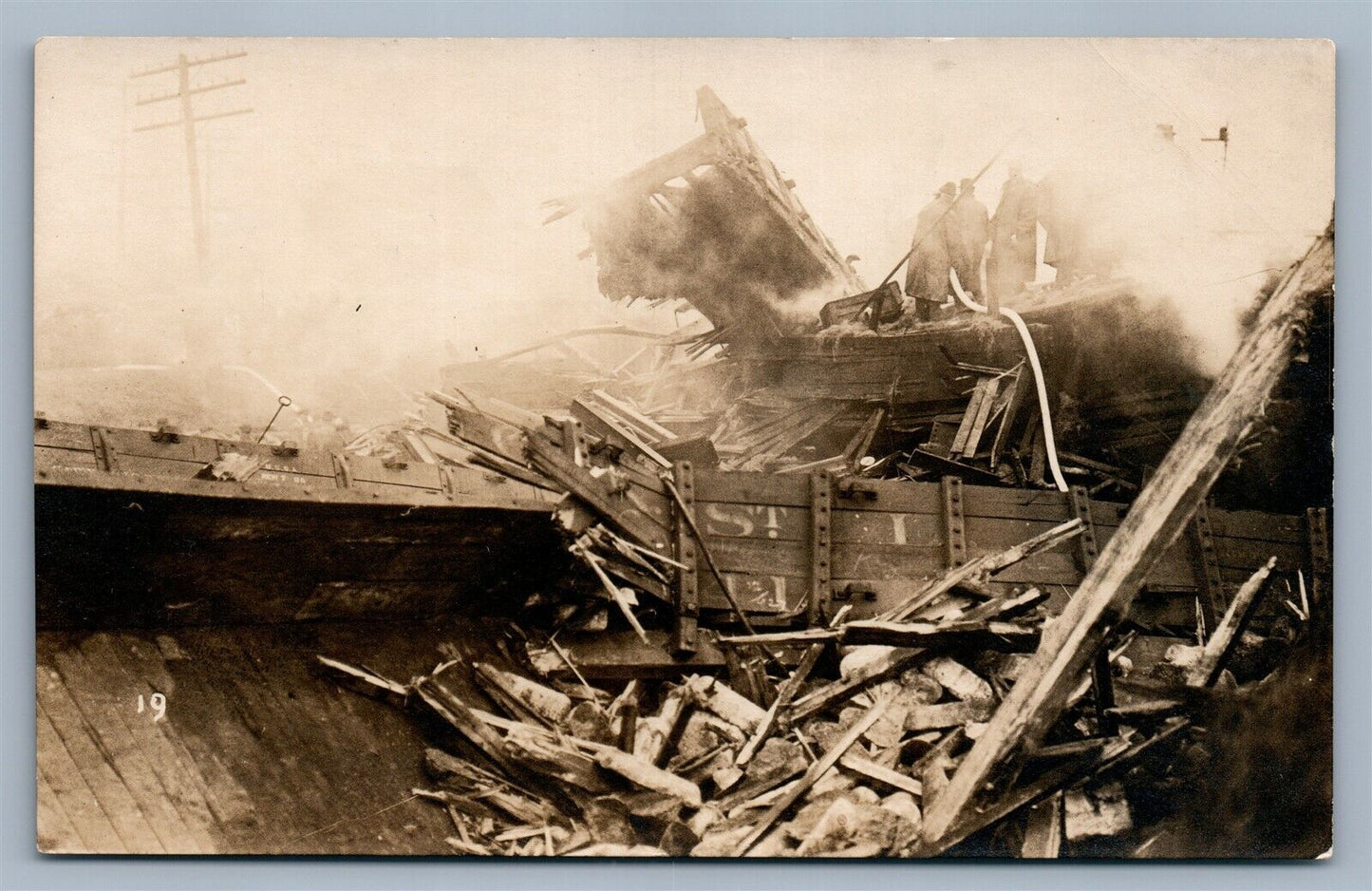 TRAIN WRECK ANTIQUE REAL PHOTO POSTCARD RPPC railway railroad ACCIDENT