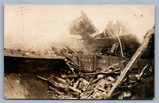 TRAIN WRECK ANTIQUE REAL PHOTO POSTCARD RPPC railway railroad ACCIDENT