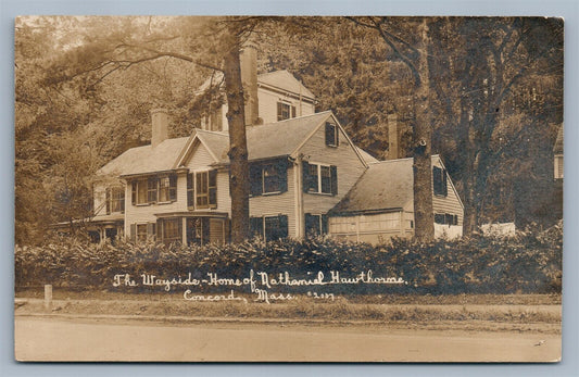 CONCORD MA WAYSIDE HOME of NATHANIEL HAWTHORNE ANTIQUE REAL PHOTO POSTCARD RPPC