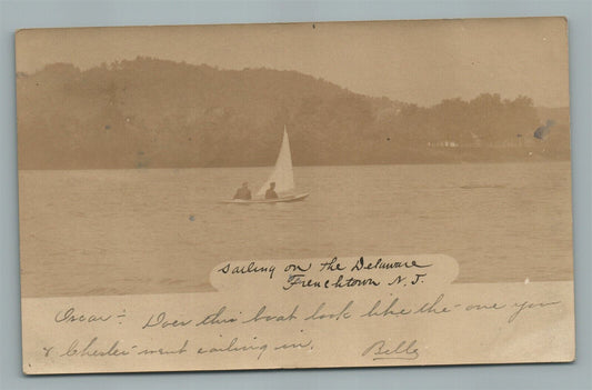 FRENCHTOWN NJ SAILING ON DELAWARE ANTIQUE REAL PHOTO POSTCARD RPPC