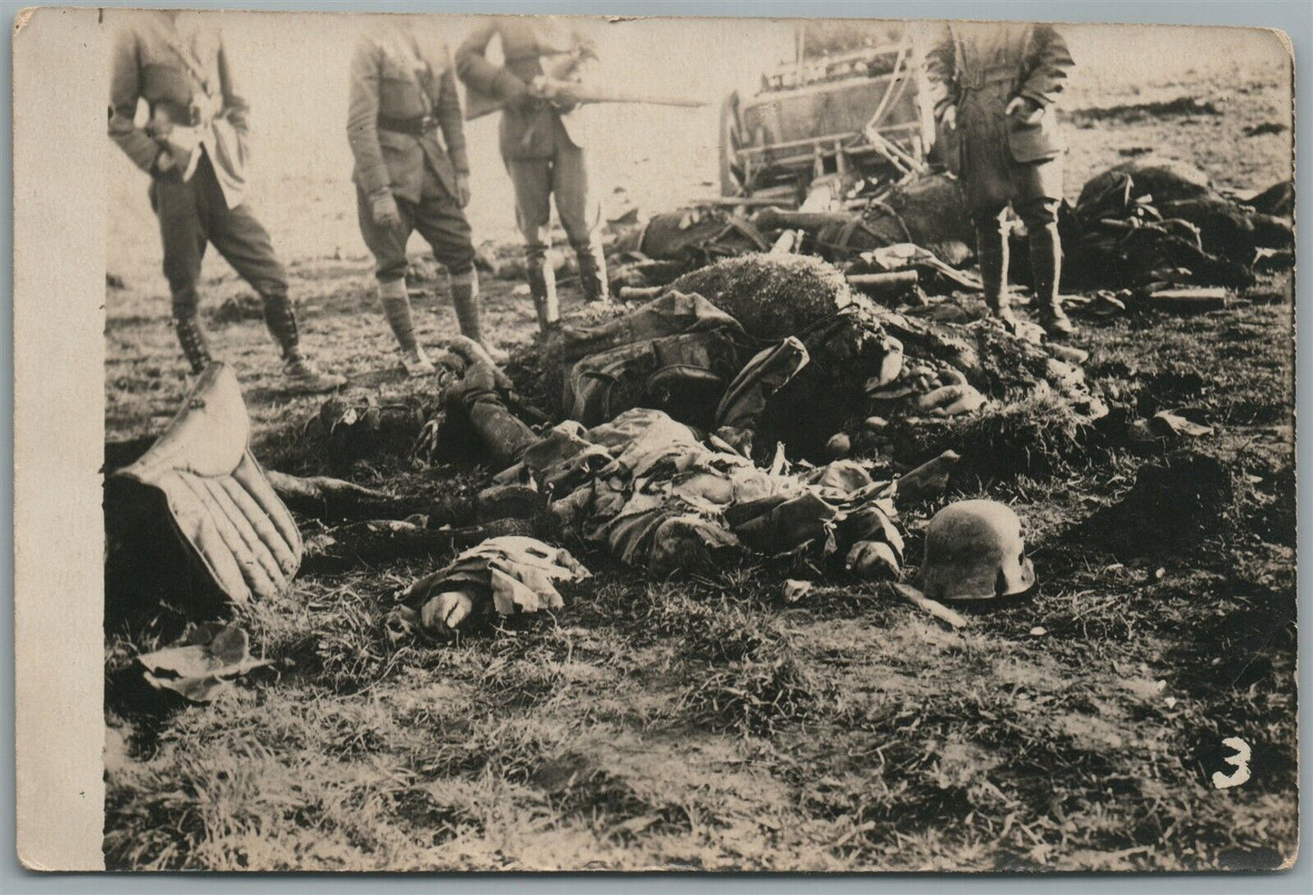 WWI ERA DEAD BODIES ANTIQUE REAL PHOTO POSTCARD RPPC
