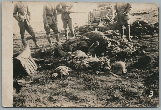 WWI ERA DEAD BODIES ANTIQUE REAL PHOTO POSTCARD RPPC