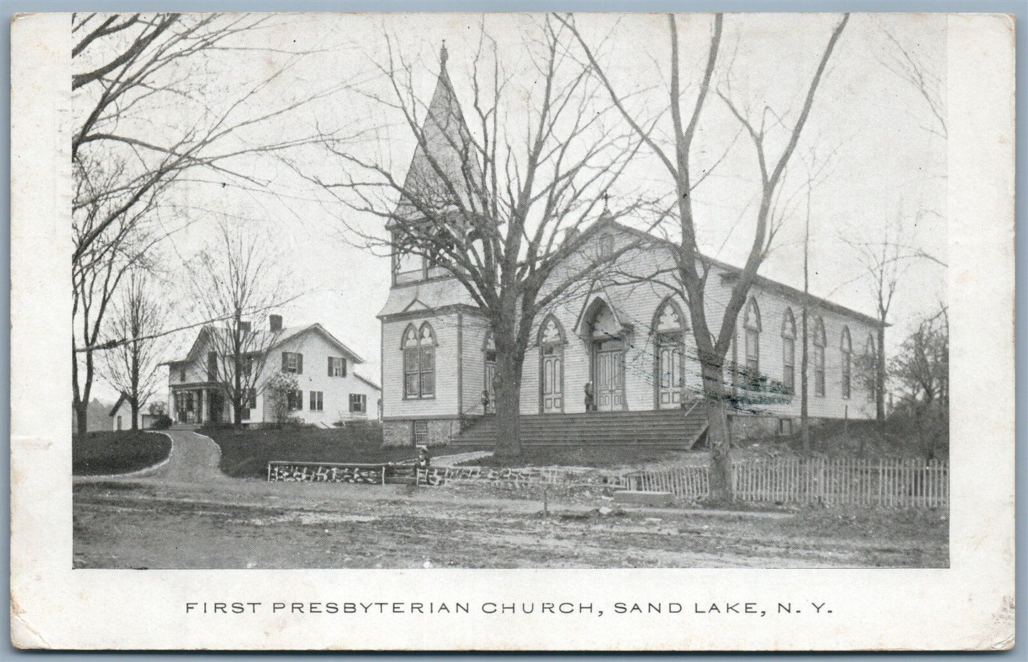 SAND LAKE NY FIRST PRESBYTERIAN CHURCH 1908 ANTIQUE POSTCARD