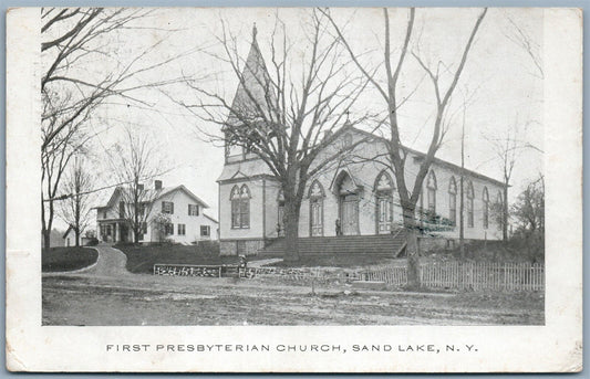 SAND LAKE NY FIRST PRESBYTERIAN CHURCH 1908 ANTIQUE POSTCARD
