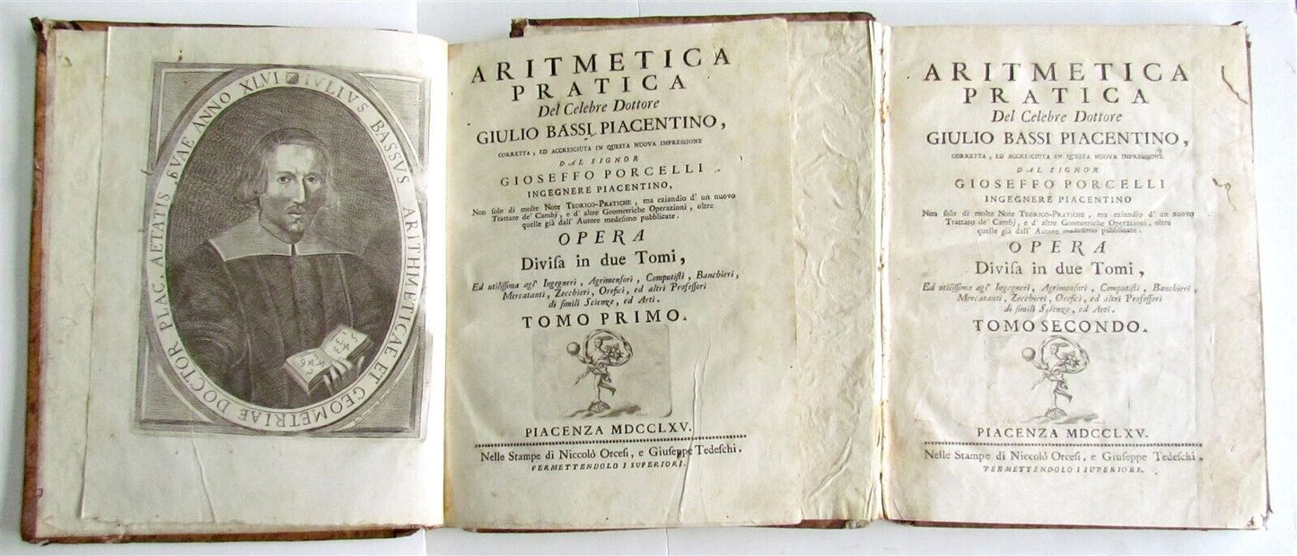 1765 Practical Arithmetic by Giulio Bassi 2 vols ARITMETICA PRACTICA MATHEMATICS