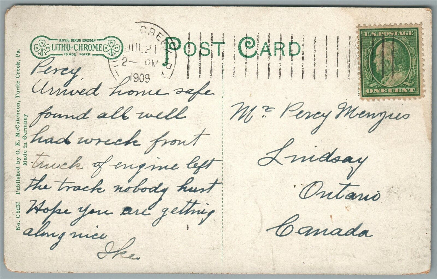 TURTLE CREEK PA UNION HIGH SCHOOL ANTIQUE POSTCARD