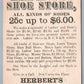 VICTORIAN TRADE CARD HERBERT'S SHOE STORE FRANKFORD PA antique