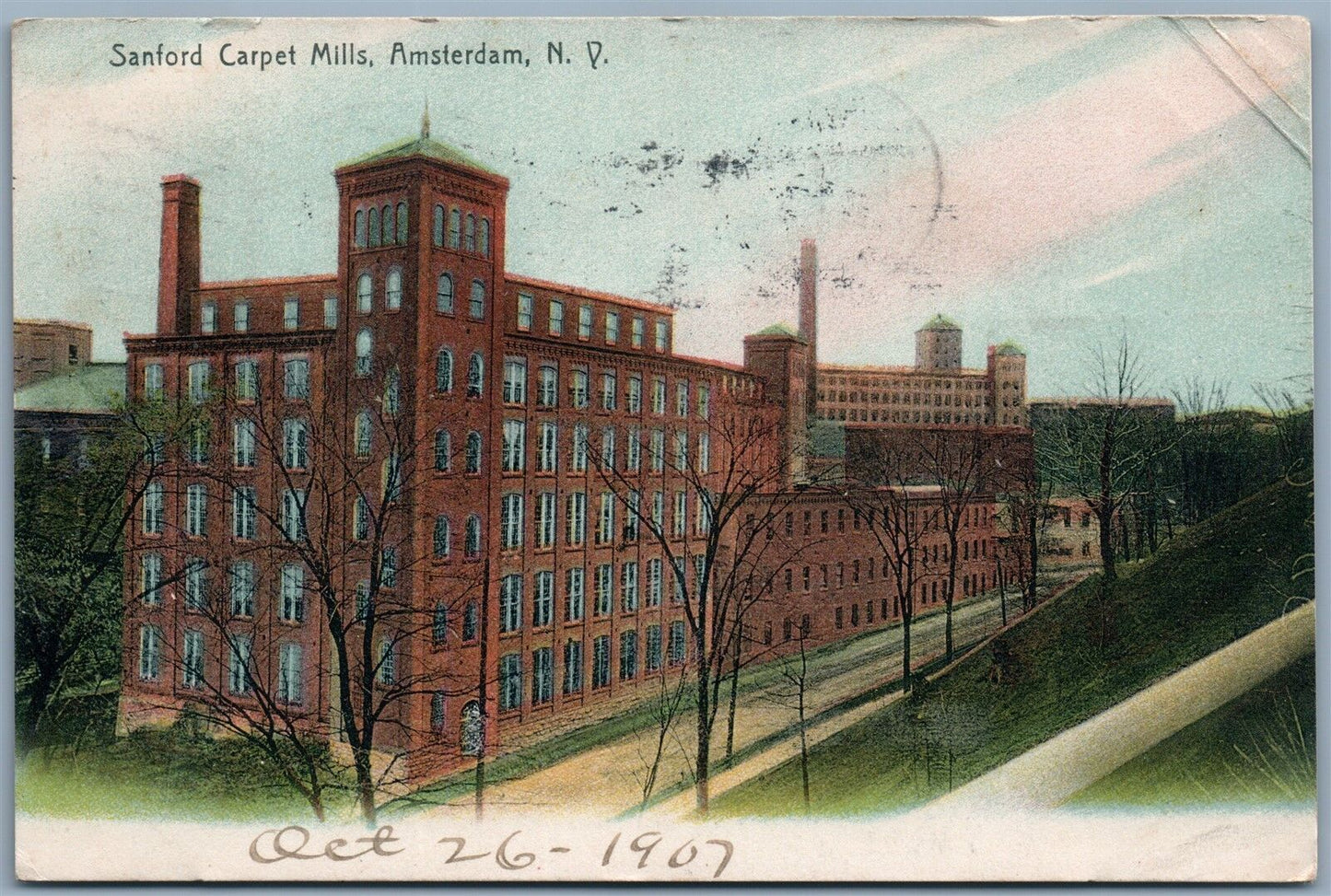 AMSTERDAM NY SANFORD CARPET MILLS 1907 UNDIVIDED ANTIQUE POSTCARD