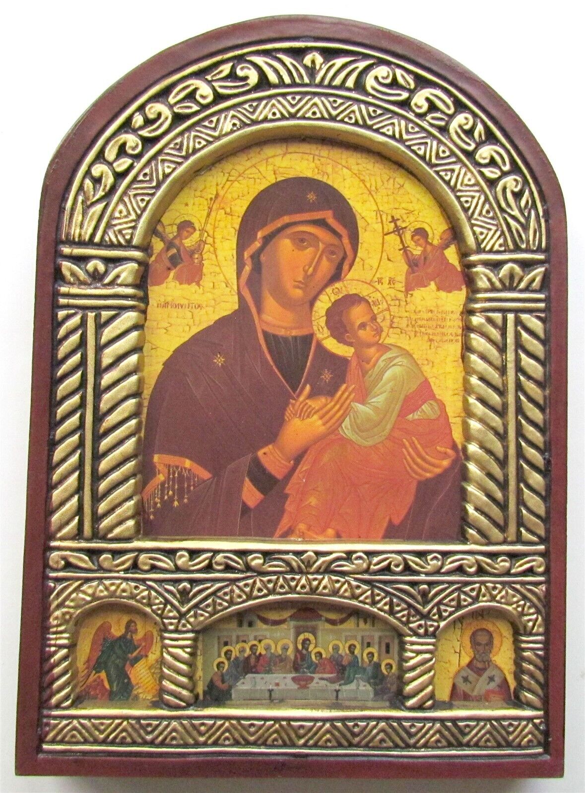 GREEK BYZANTINE RUSSIAN STYLE ORTHODOX ICON on WOOD of MOTHER OF GOD