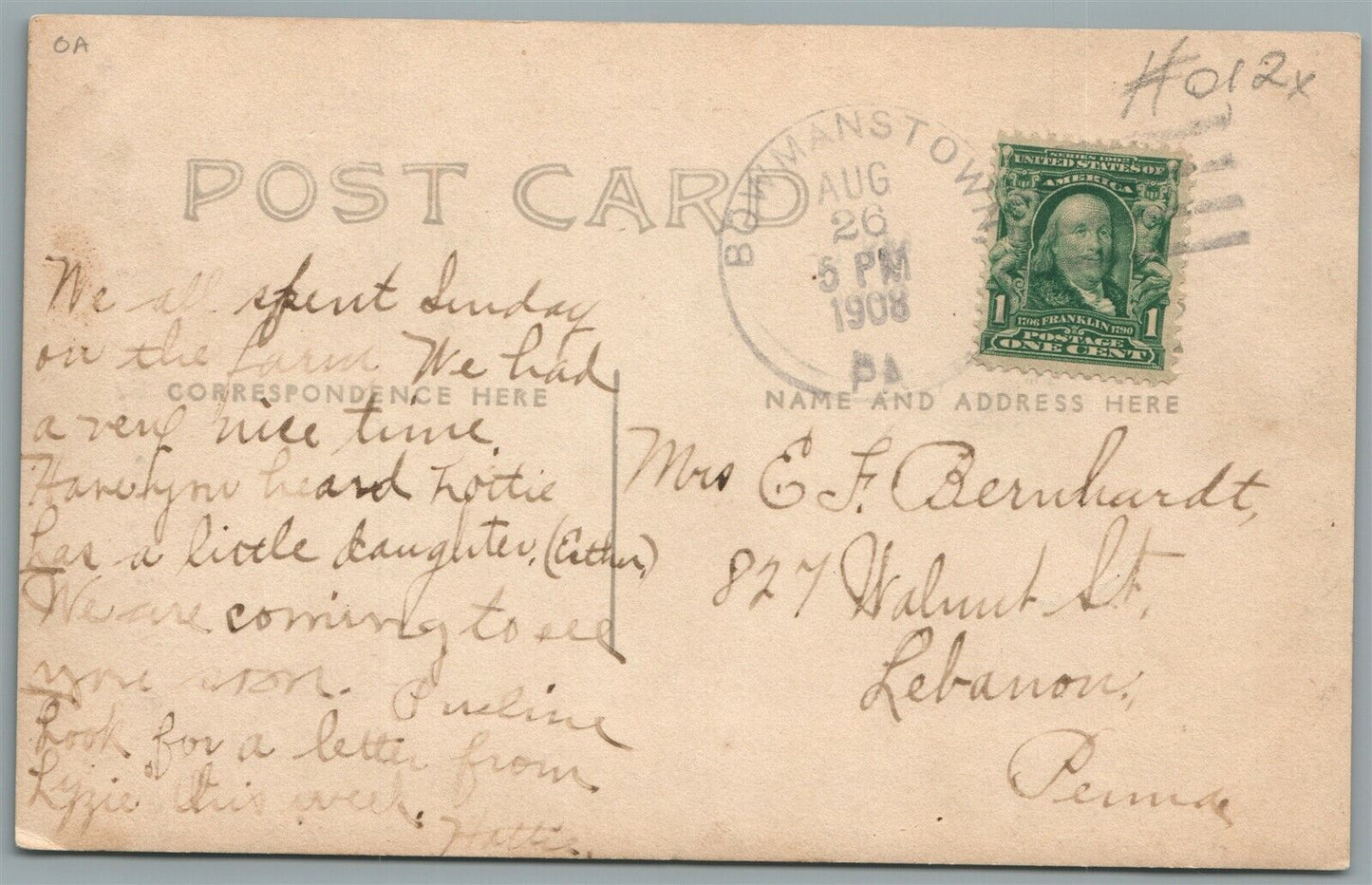 BOWMANSTOWN PA SCHOOL HOUSE ANTIQUE REAL PHOTO POSTCARD RPPC