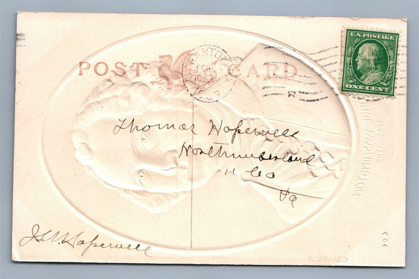 GEORGE WASHINGTON EMBOSSED PATRIOTIC ANTIQUE POSTCARD