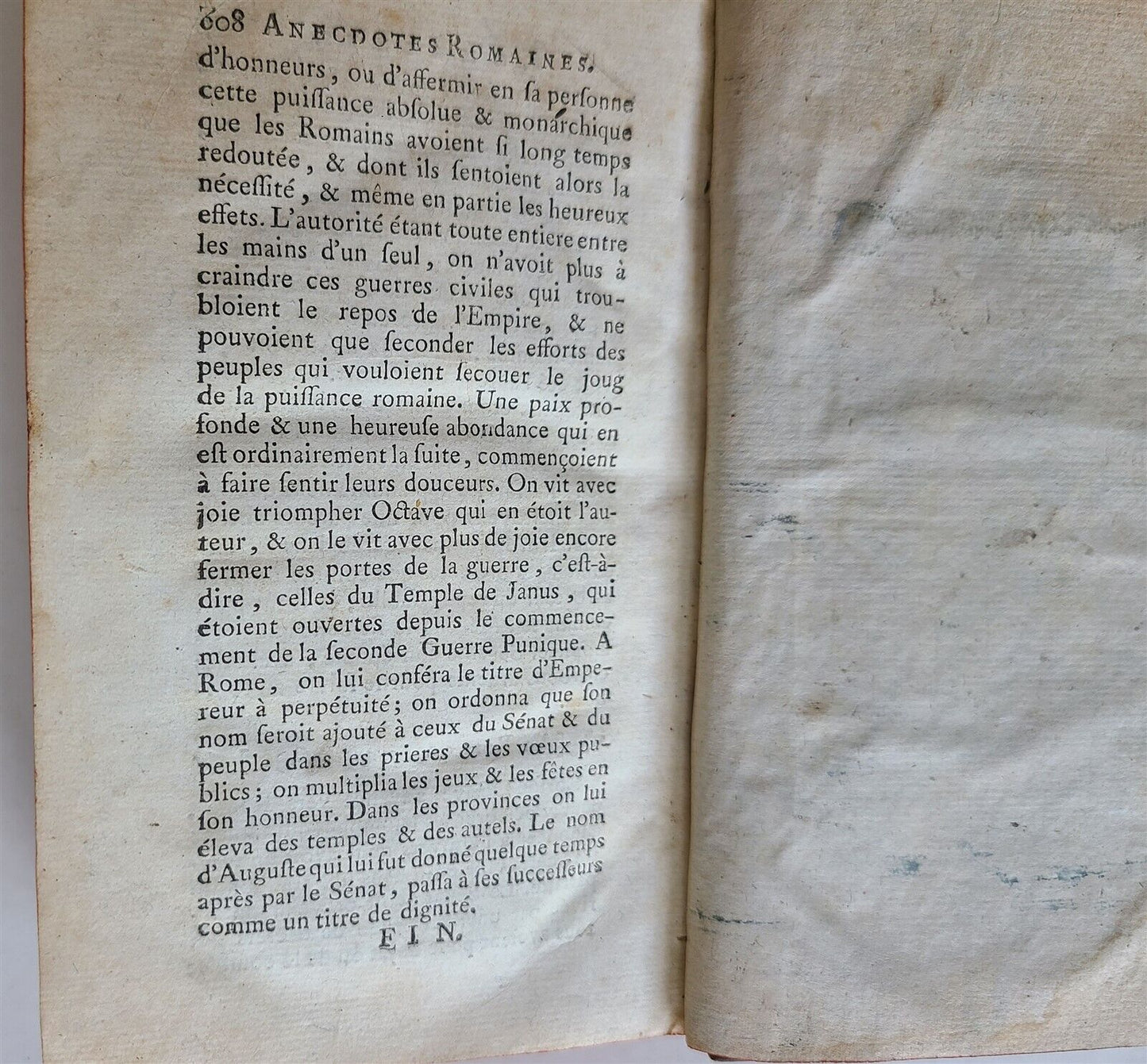 1778 ANECDOTES DE L'EMPIRE ROMAIN antique FRENCH HISTORY of ROMAN EMPIRE