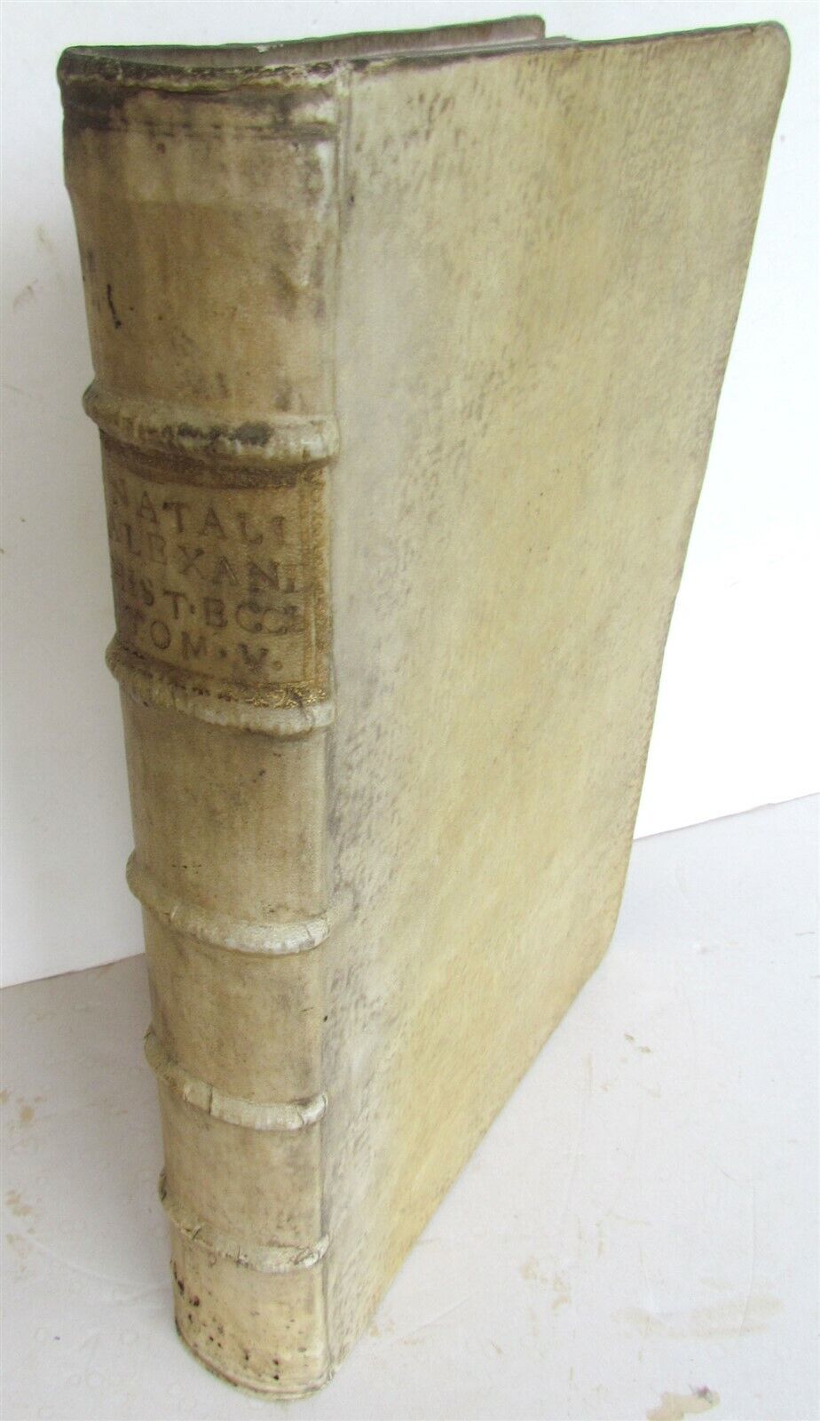 1734 VELLUM BOUND ANTIQUE FOLIO R.P. ALEXANDRI HISTORIA ECCLESIASTICA Vol. 5