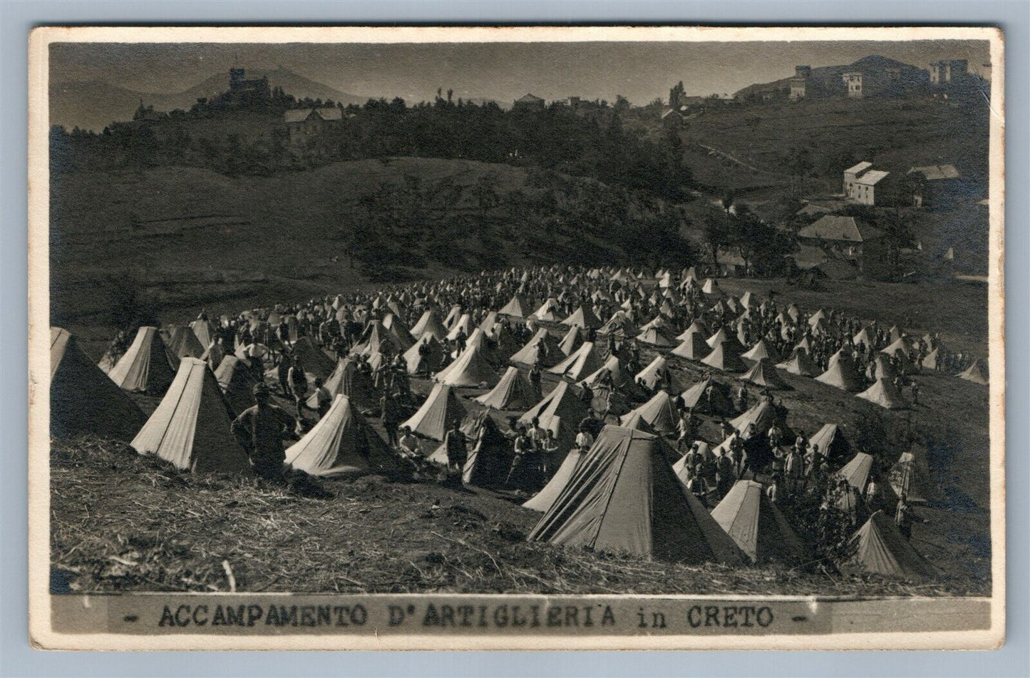 ITALIAN ARTILLERY CAMP in GRETO ANTIQUE REAL PHOTO POSTCARD RPPC