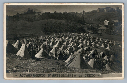 ITALIAN ARTILLERY CAMP in GRETO ANTIQUE REAL PHOTO POSTCARD RPPC