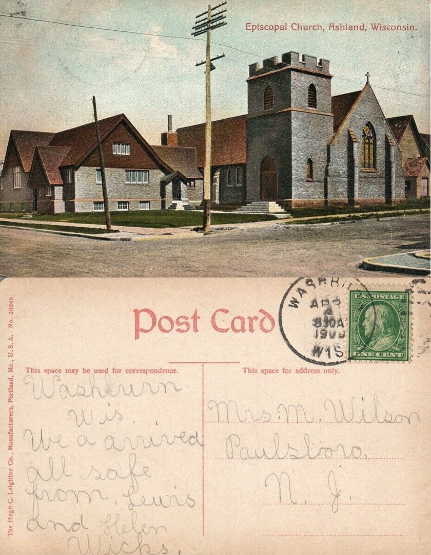 ASHLAND WIS EPISCOPAL CHURCH ANTIQUE POSTCARD