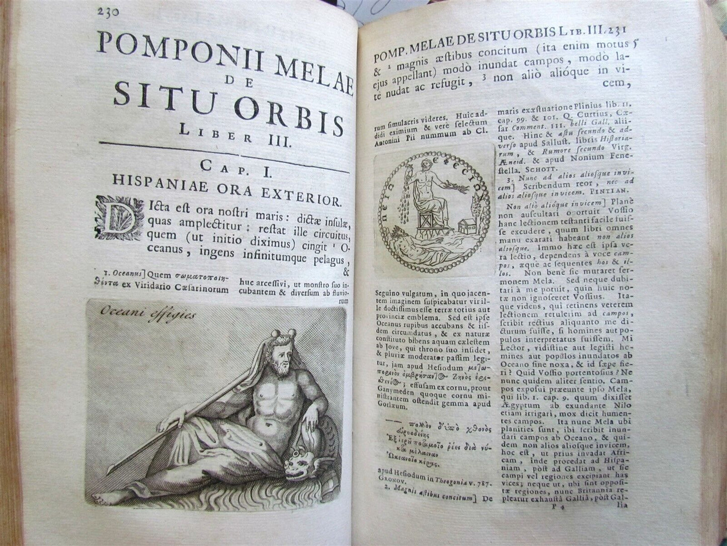 1722 POMPONII MELA De Situ Orbis ARMORIAL VELLUM BINDING antique