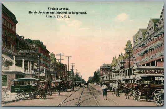 ATLANTIC CITY NJ VIGINIA AVENUE HOTEL JACKSON & ISLEWORTH ANTIQUE POSTCARD