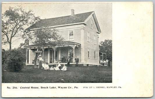 BEECH LAKE WAYNE CO. PA CENTRAL HOUSE ANTIQUE POSTCARD PRIVATE MAILING CARD