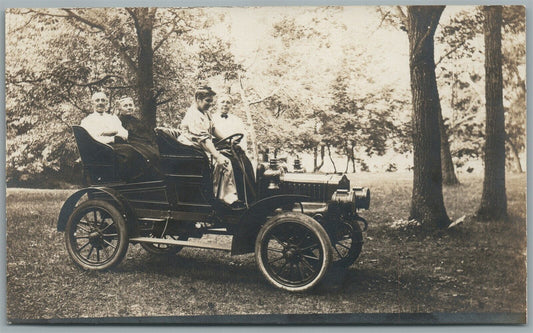 VINTAGE CAR LADY DRIVER ANTIQUE REAL PHOTO POSTCARD RPPC