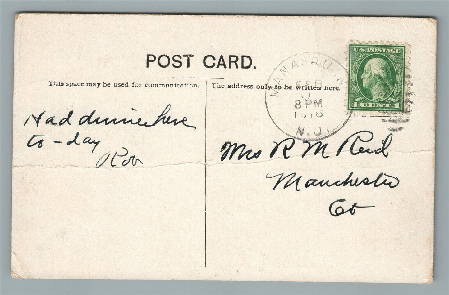 MATASQUAN NJ MOUNT'S HOTEL CORNER OF SOUTH & MAIN STREET ANTIQUE POSTCARD