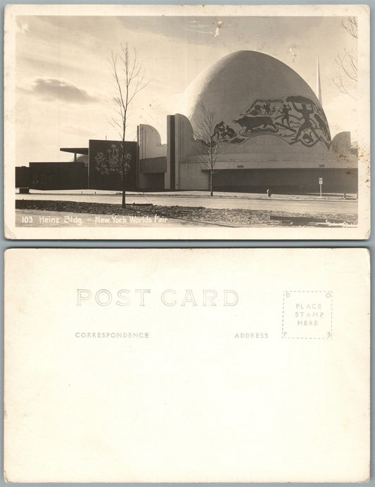HEINZ BUILDING NEW YORK WORLDS FAIR VINTAGE REAL PHOTO POSTCARD RPPC